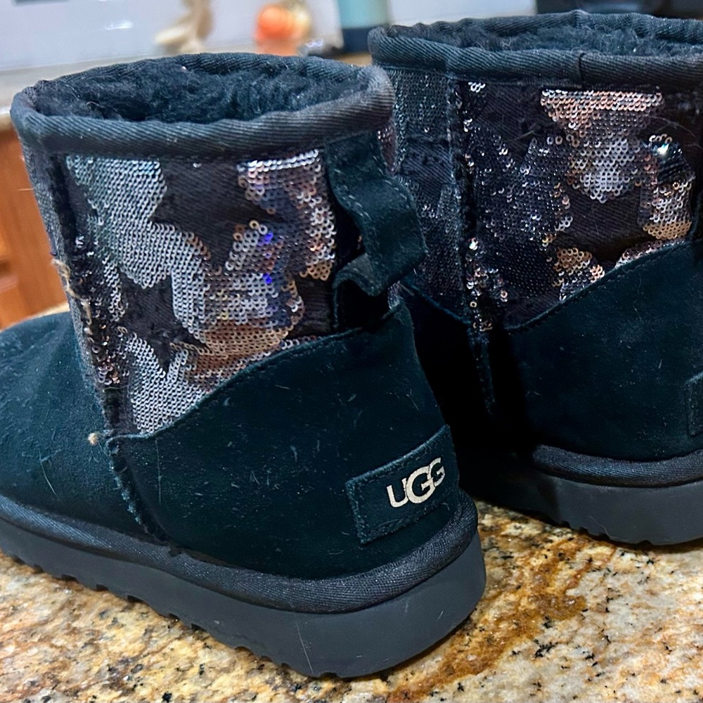 UGG Black and Silver Star Sequin Short Boots
